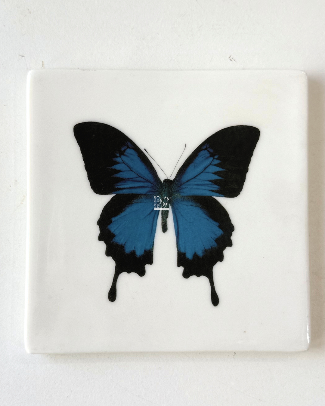 Sottobicchiere con Farfalla Blu e Nera | HENRIETTE