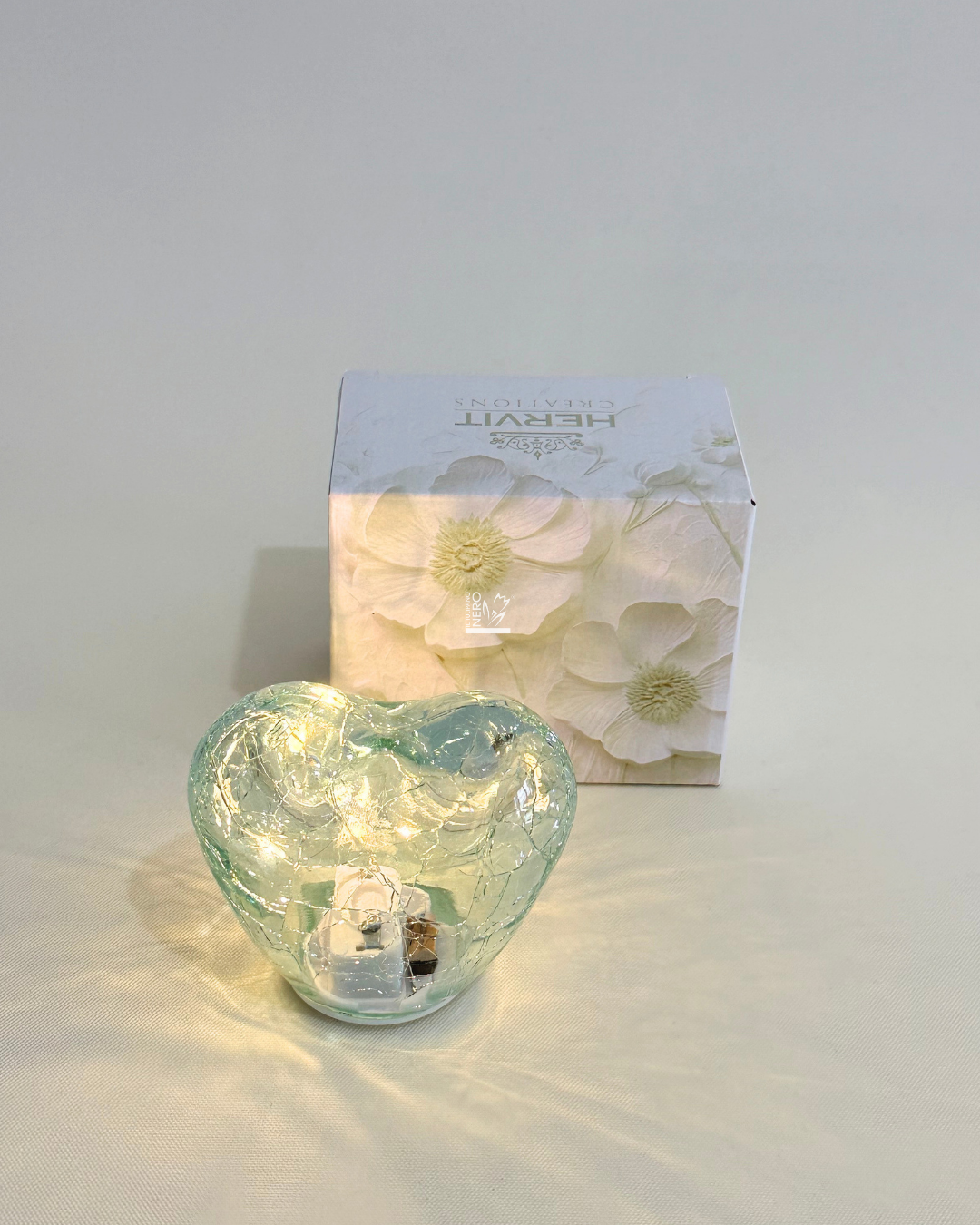 Cuore Vetro Verde Luce Led | HERVIT Creations