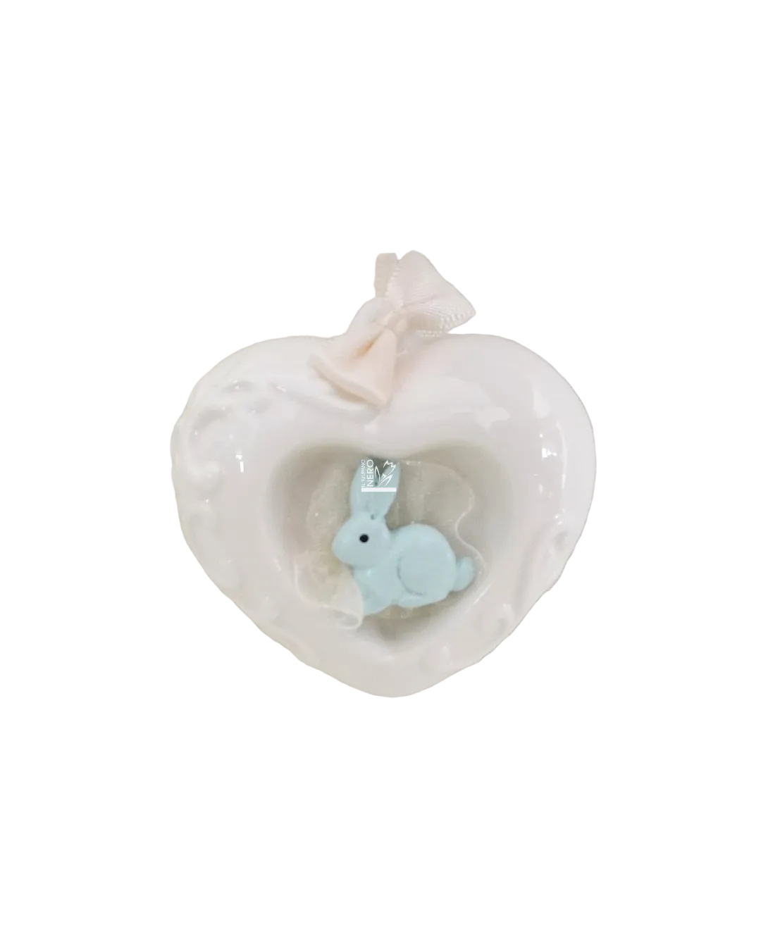 Cuore Pendente in Ceramica Coniglietto Azzurro | HERVIT Creations