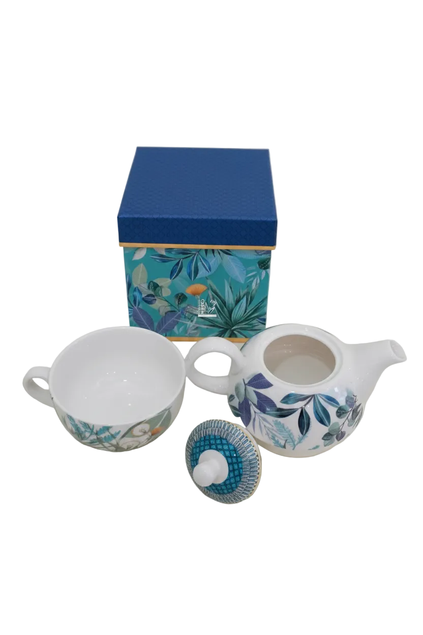 Teiera e Tazza in Porcellana con Decoro Floreale | HENRIETTE