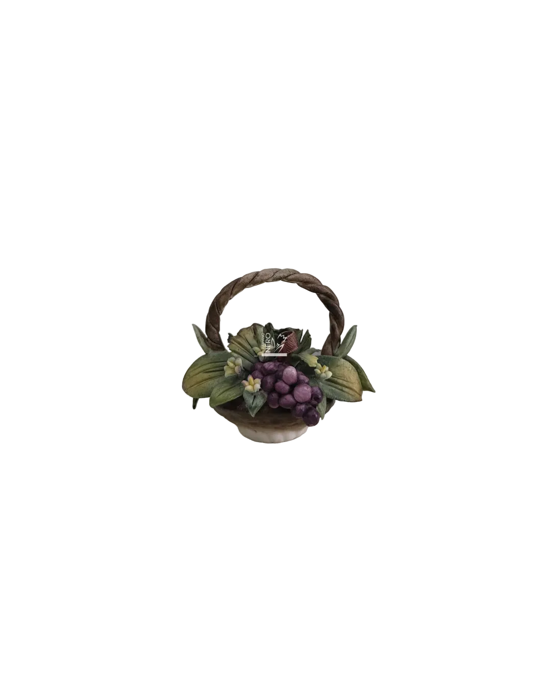 Cestino Ovale con Uva e Fiori | Capodimonte