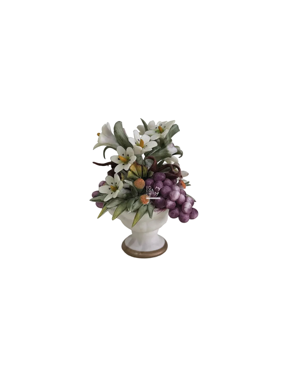 Vasetto con Fiori Bianchi e Uva | Capodimonte