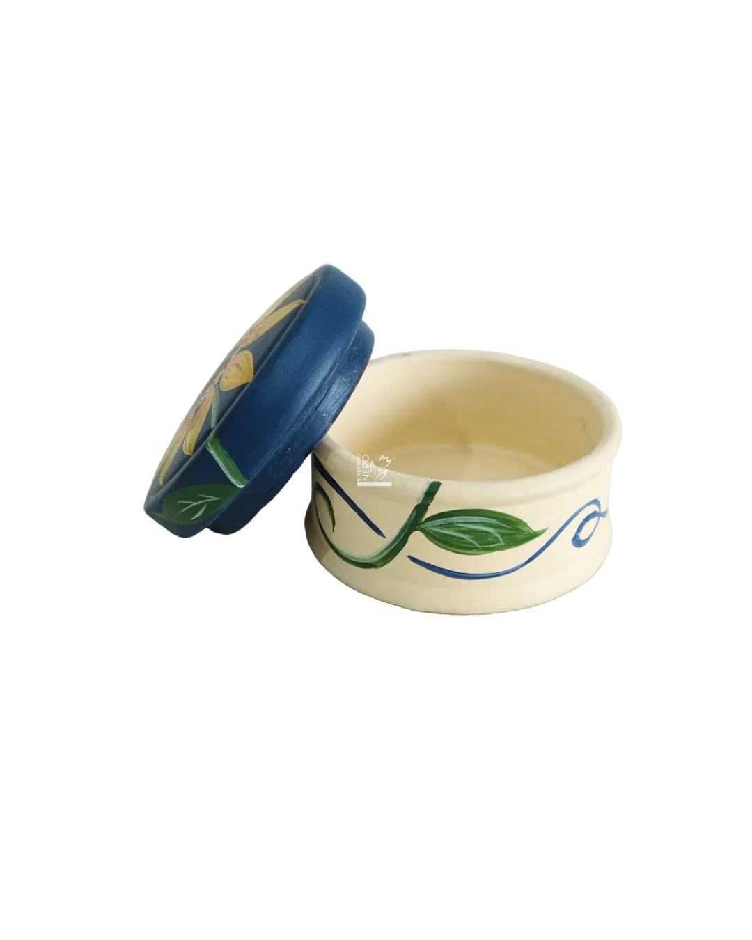 Scatolina Rotonda Blu con Girasole | Capodimonte