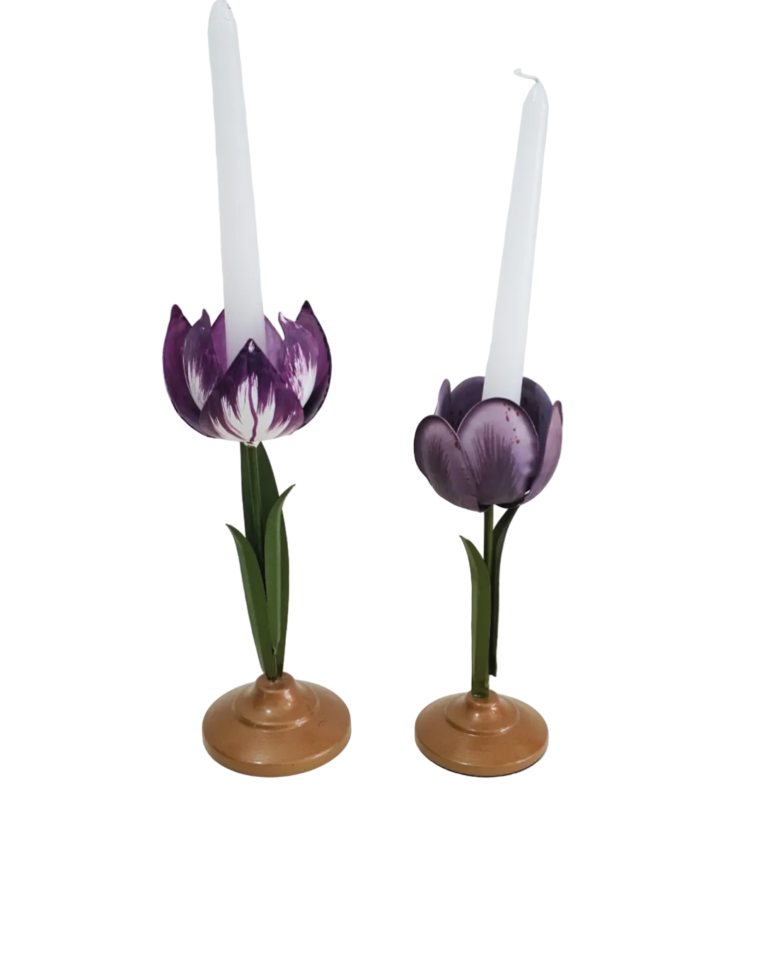 Coppia di Portacandele Tulipani in Metallo