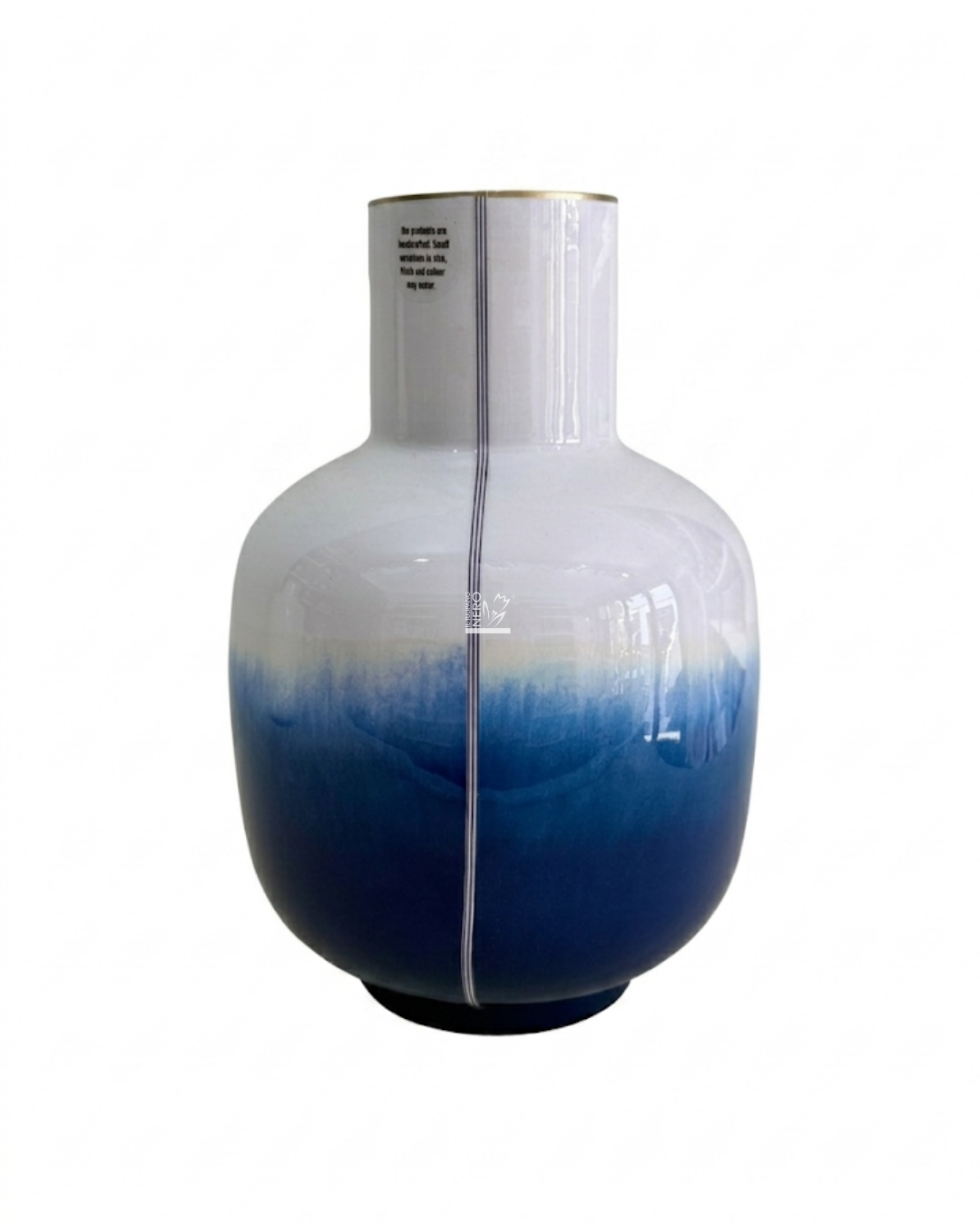 Vaso Amphora in Metallo Bianco e Blu