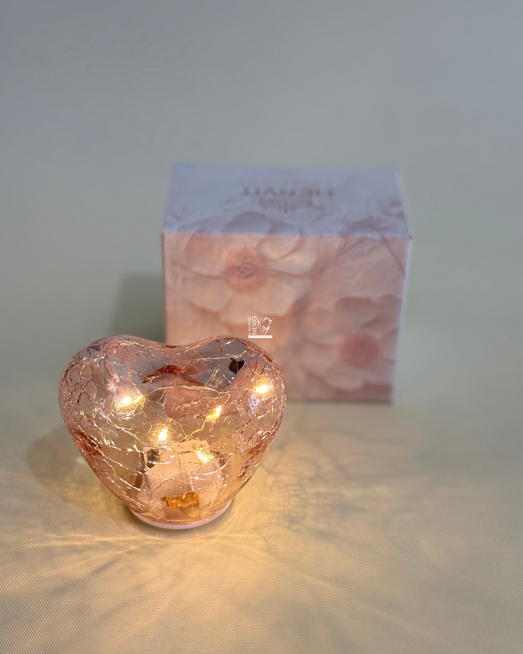 Cuore Vetro Rosa Luce Led | HERVIT Creations