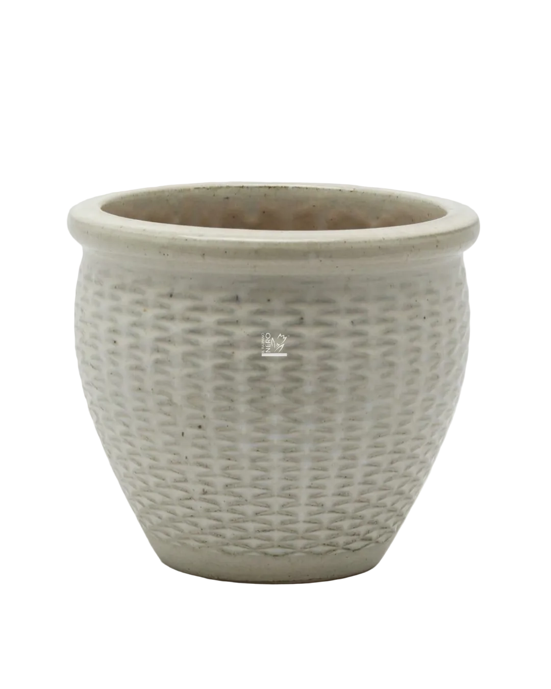 Vaso Cachepot Righe Bombato Avorio Medio | EDG