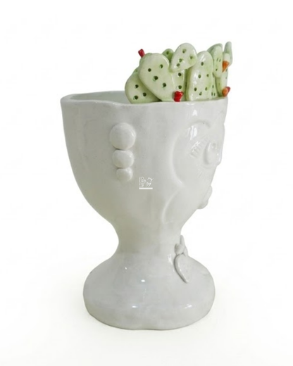 Coppa con Volto e Fichi d'India Grande | VERUS Ceramiche