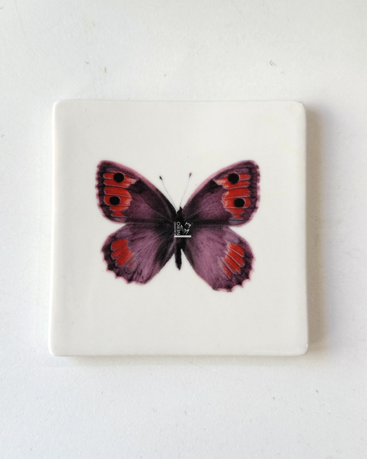 Sottobicchiere con Farfalla Viola e Rossa | HENRIETTE