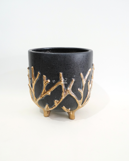 Vaso Nero con Rami Oro Grande | EDG