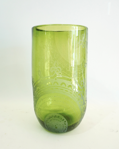 Vaso Vetro Verde con Decori