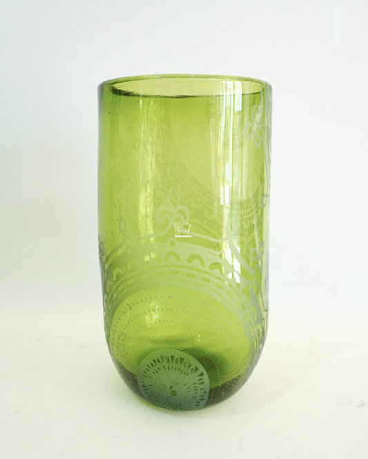 Vaso Vetro Verde con Decori