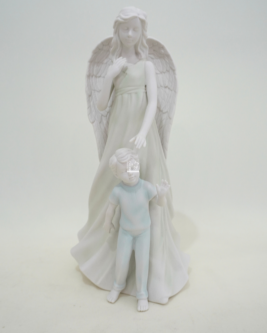 Statuina Angelo Custode con Bimbo | Royal Class-HERVIT