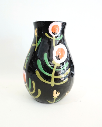 Vaso Nero con Fiori Naif