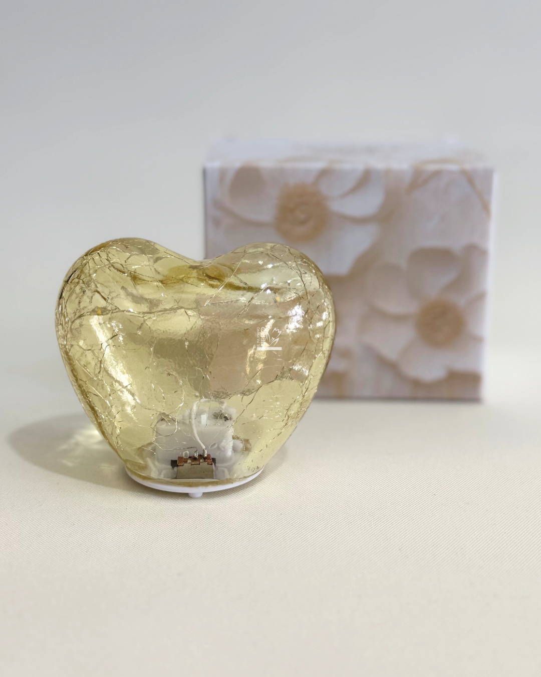 Cuore Vetro Giallo Luce Led | HERVIT Creations