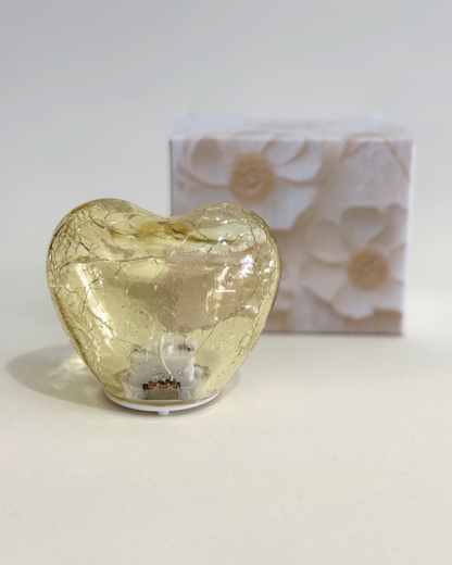 Cuore Vetro Giallo Luce Led | HERVIT Creations