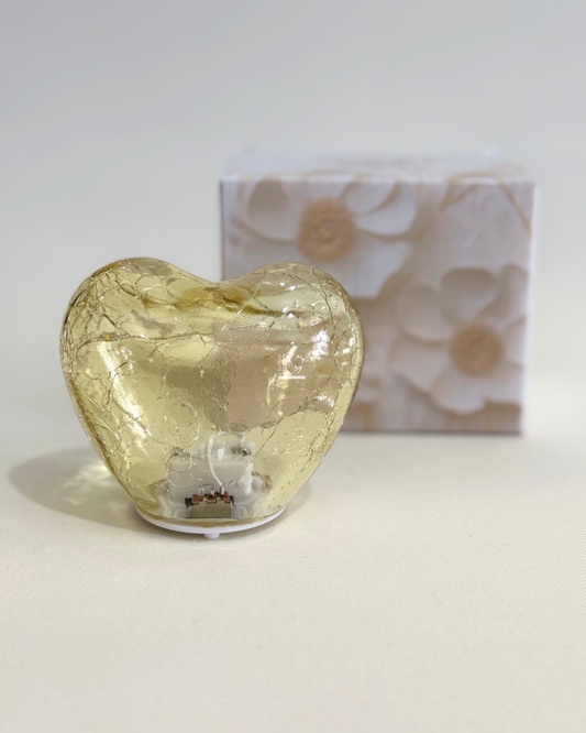 Cuore Vetro Giallo Luce Led | HERVIT Creations
