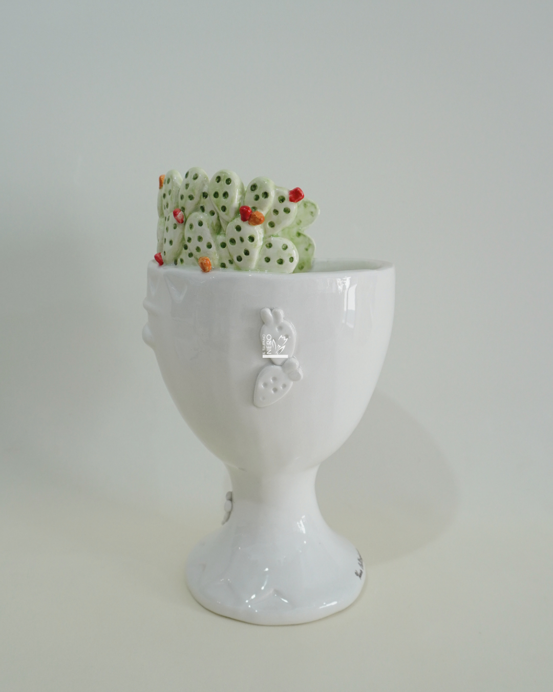 Coppa con Volto e Fichi d'India Medio | VERUS Ceramiche