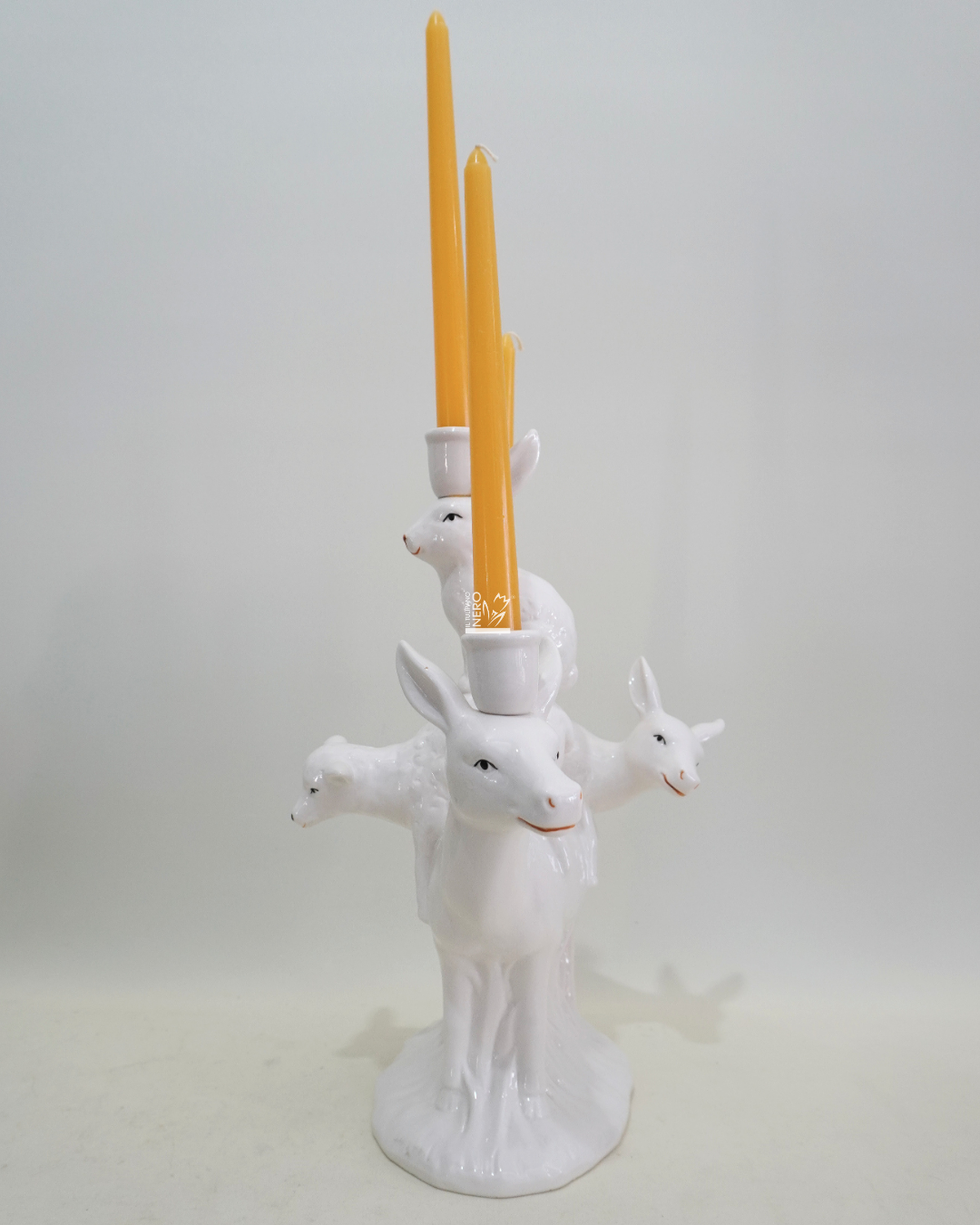 Portacandele in Ceramica Bianca con Animali Pasquali | EDG