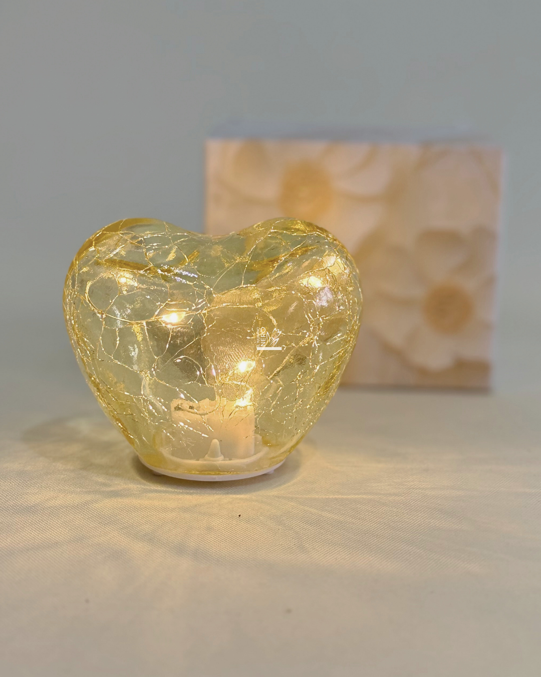 Cuore Vetro Giallo Luce Led | HERVIT Creations
