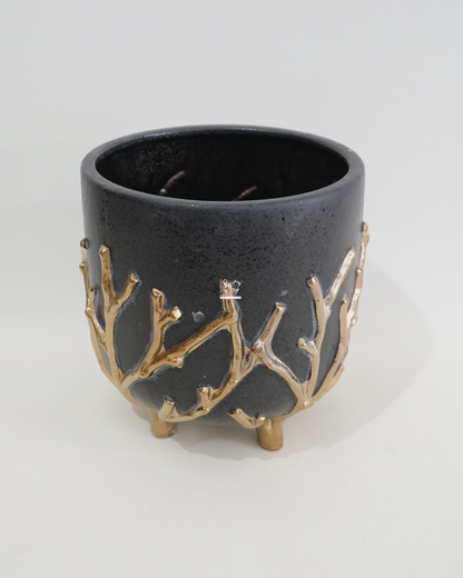 Vaso Nero con Rami Oro Grande | EDG