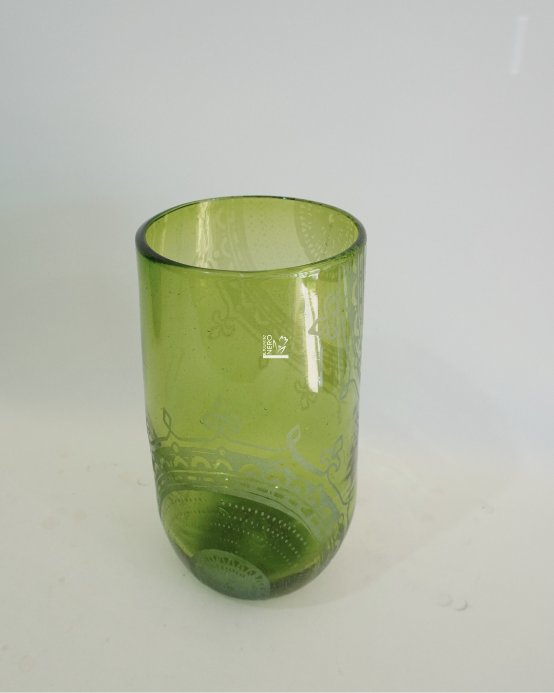 Vaso Vetro Verde con Decori
