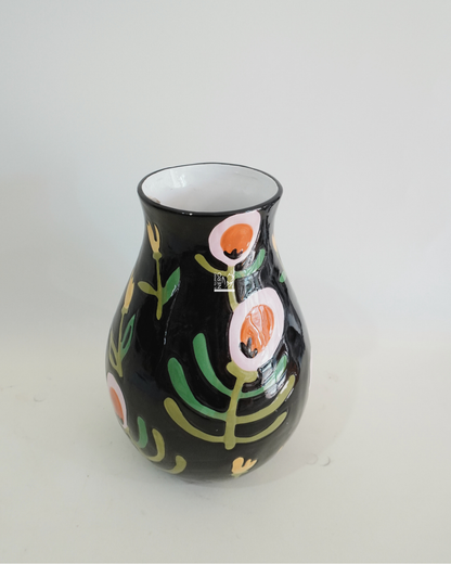 Vaso Nero con Fiori Naif