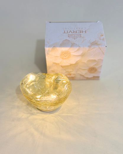 Cuore Vetro Giallo Luce Led | HERVIT Creations