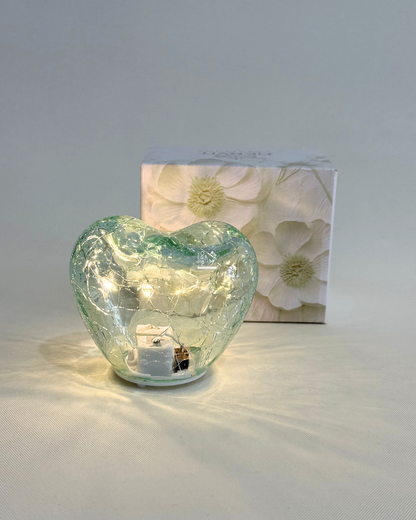 Cuore Vetro Verde Luce Led | HERVIT Creations