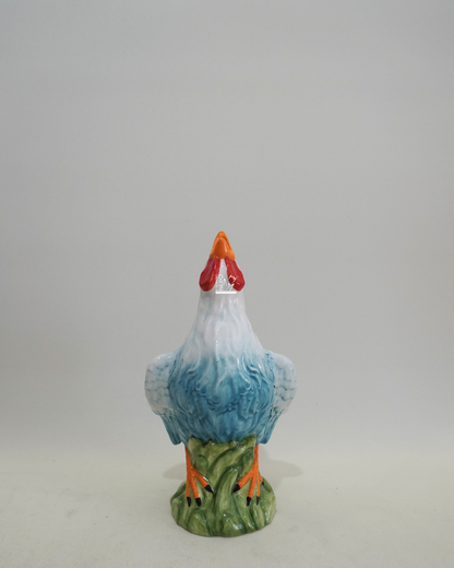 Vaso Azzurro Monofiore a Forma di Gallo