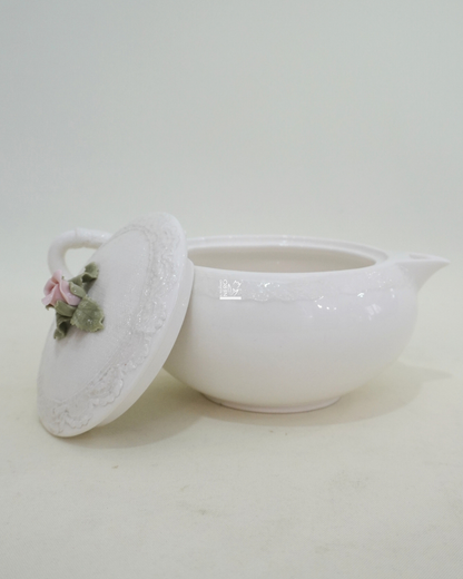 Teiera in Porcellana Bianca con Fiore | Royal Class-HERVIT