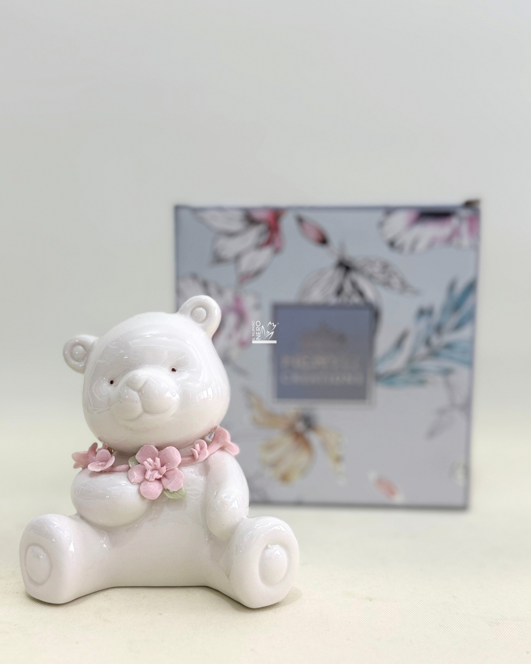 Orsetto Bianco con fiori Rosa | HERVIT Creations