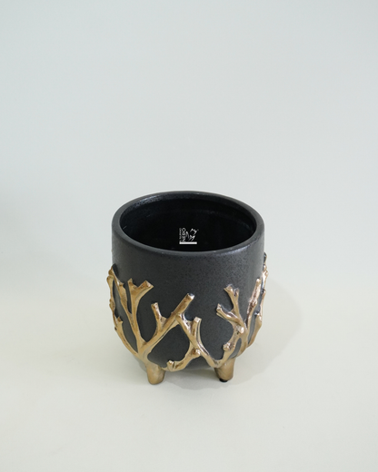 Vaso Nero con Rami Oro | EDG