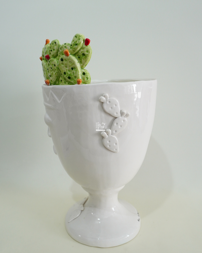 Coppa con Volto e Fichi d'India Grande | VERUS Ceramiche