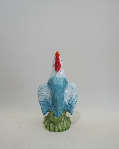Vaso Azzurro Monofiore a Forma di Gallo