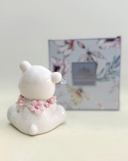 Orsetto Bianco con fiori Rosa | HERVIT Creations