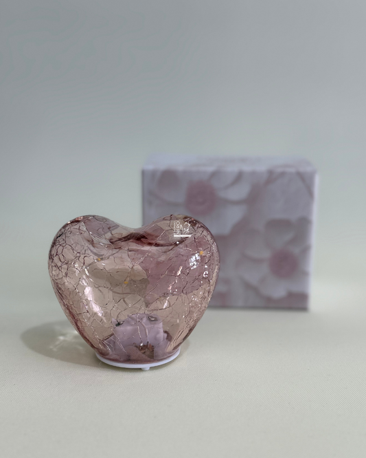Cuore Vetro Rosa Luce Led | HERVIT Creations