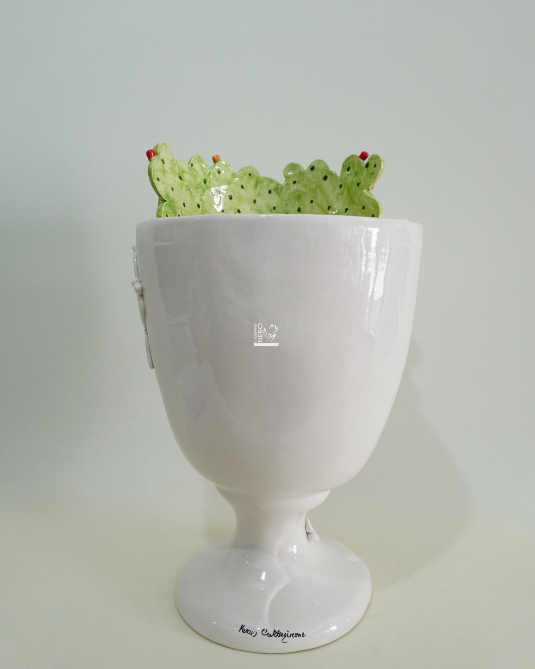 Coppa con Volto e Fichi d'India Grande | VERUS Ceramiche