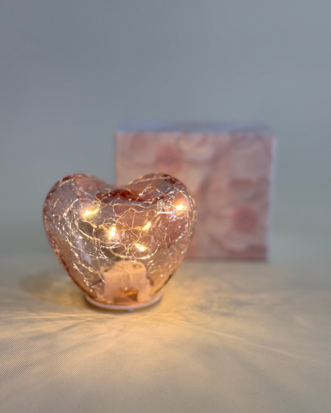 Cuore Vetro Rosa Luce Led | HERVIT Creations