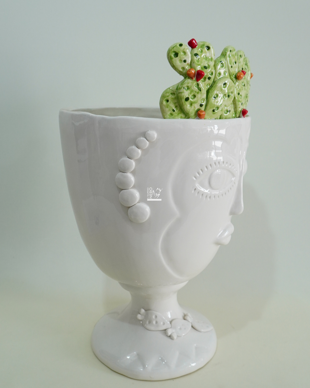 Coppa con Volto e Fichi d'India Grande | VERUS Ceramiche
