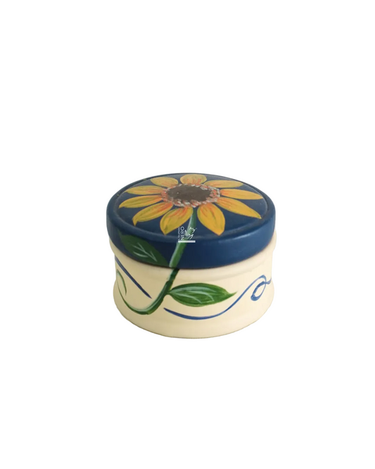 Scatolina Rotonda Blu con Girasole | Capodimonte