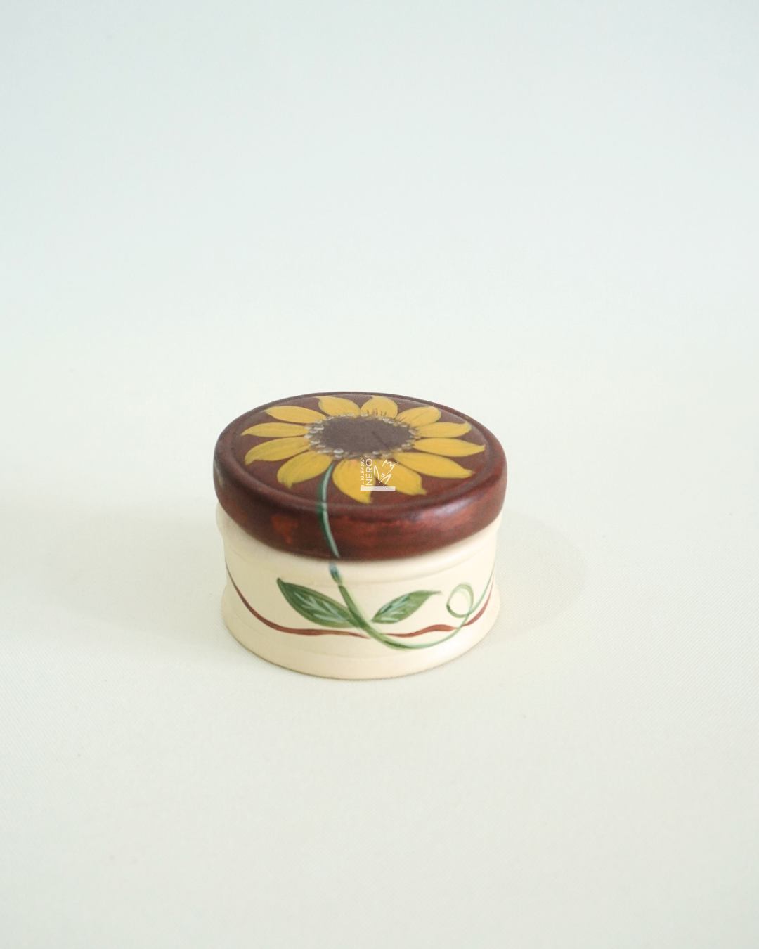 Scatolina Rotonda Marrone con Girasole | Capodimonte