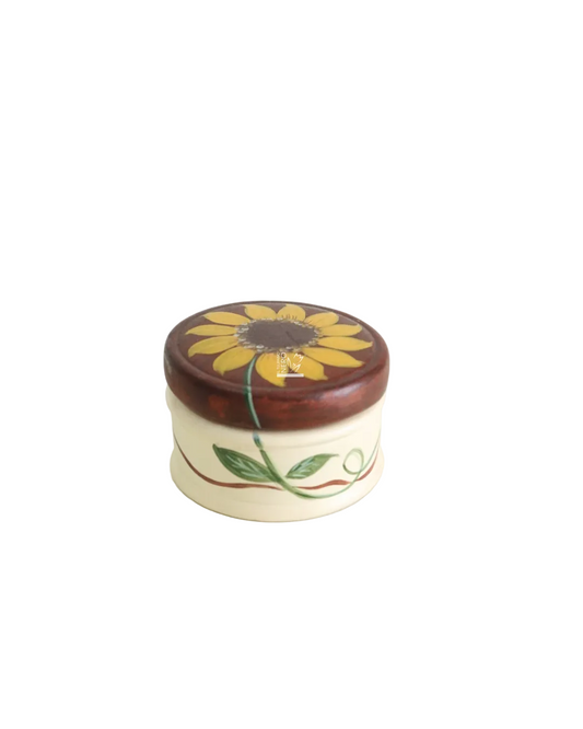 Scatolina Rotonda Marrone con Girasole | Capodimonte