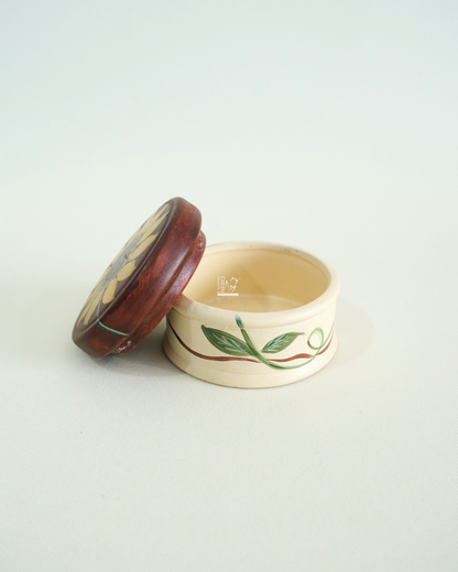 Scatolina Rotonda Marrone con Girasole | Capodimonte