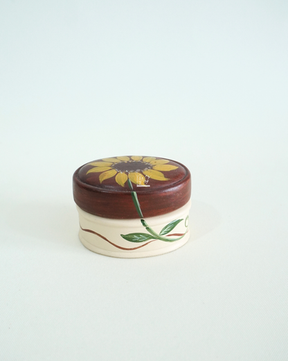 Scatolina Ovale Marrone con Girasole | Capodimonte