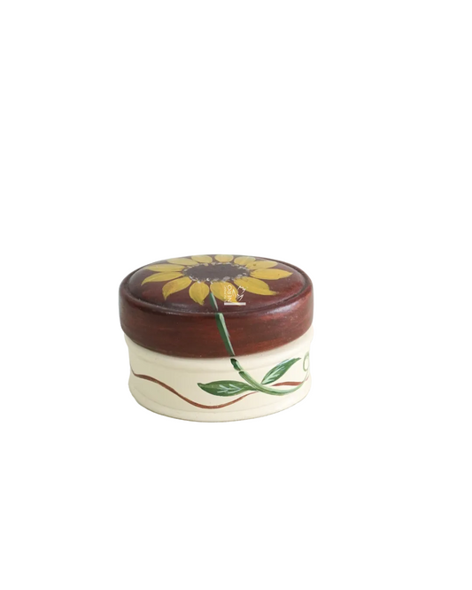 Scatolina Ovale Marrone con Girasole | Capodimonte