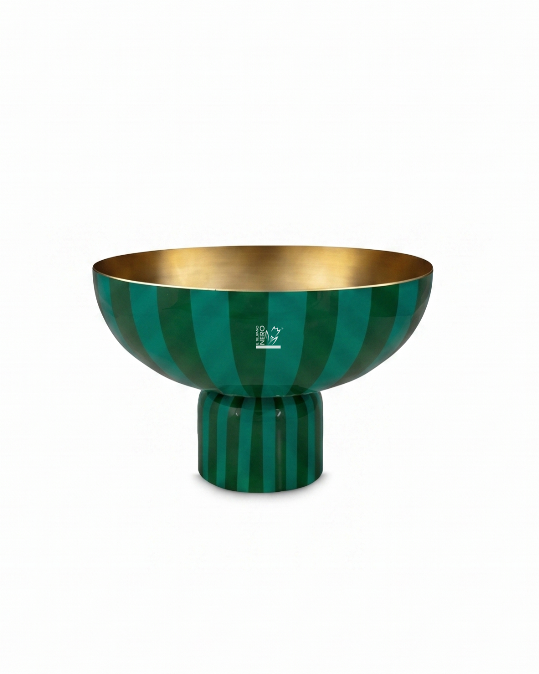 Vassoio Alto con Strisce Metalliche Verdi