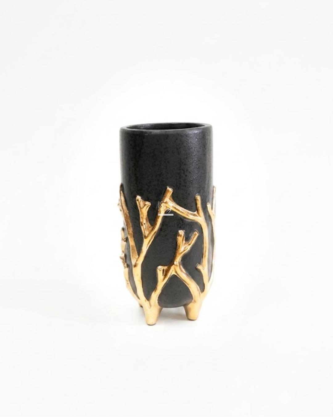 Vaso Nero Alto con Rami Oro Piccolo | EDG