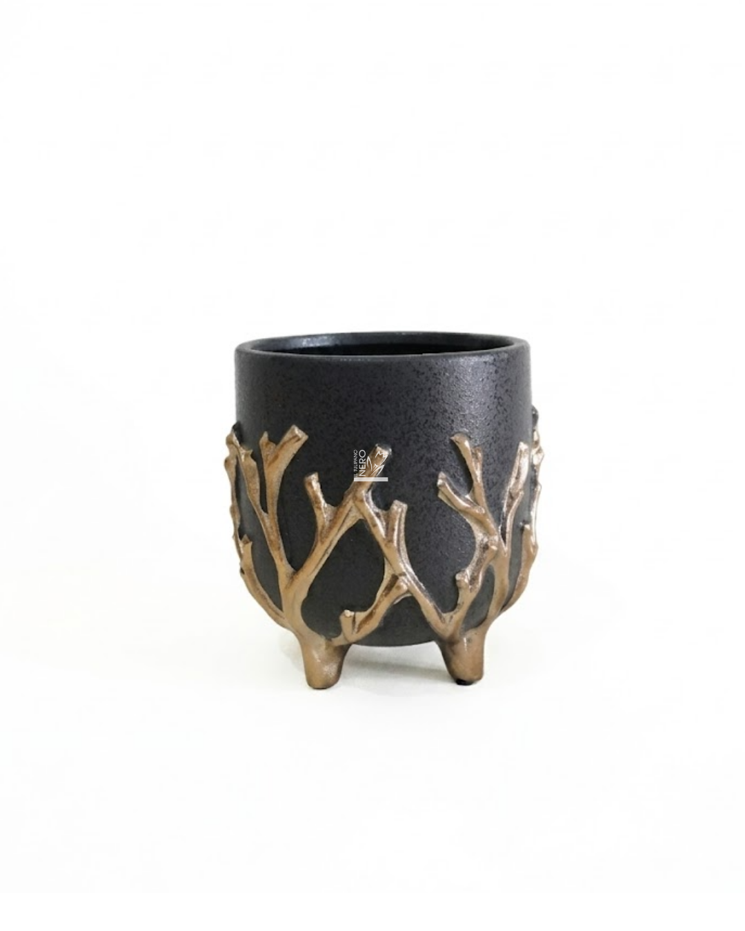 Vaso Nero con Rami Oro Medio | EDG