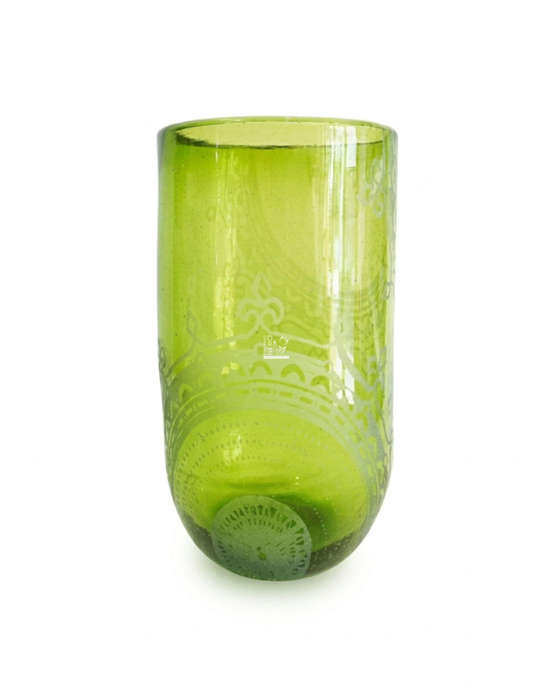 Vaso Vetro Verde con Decori